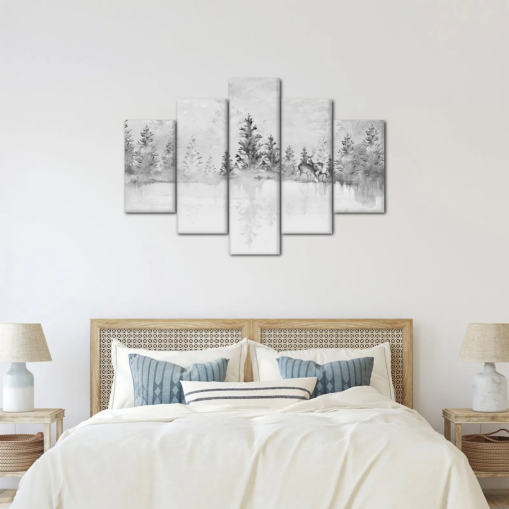 Obraz - Jelene pri jazere (150x105 cm)