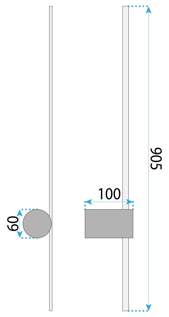 Toolight Toolight, LED nástenné svietidlo 90cm, 18W, 3000K, LHJ062-W, čierna-zlatá, OSW-50030