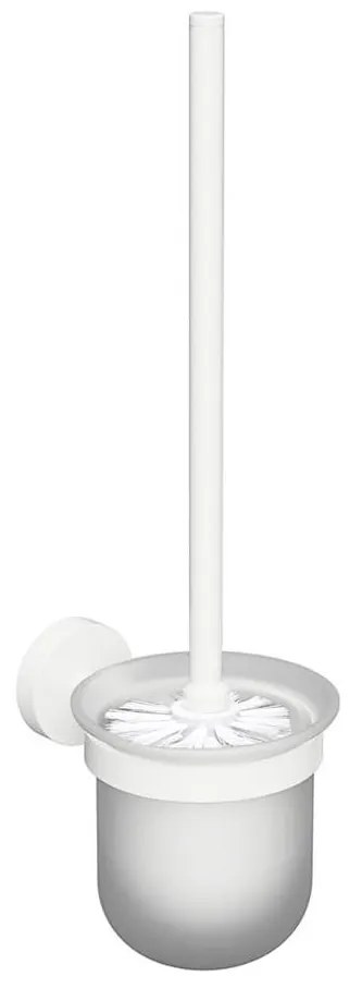 Sapho - Nástenná WC kefa X-ROUND mliečne sklo/biela