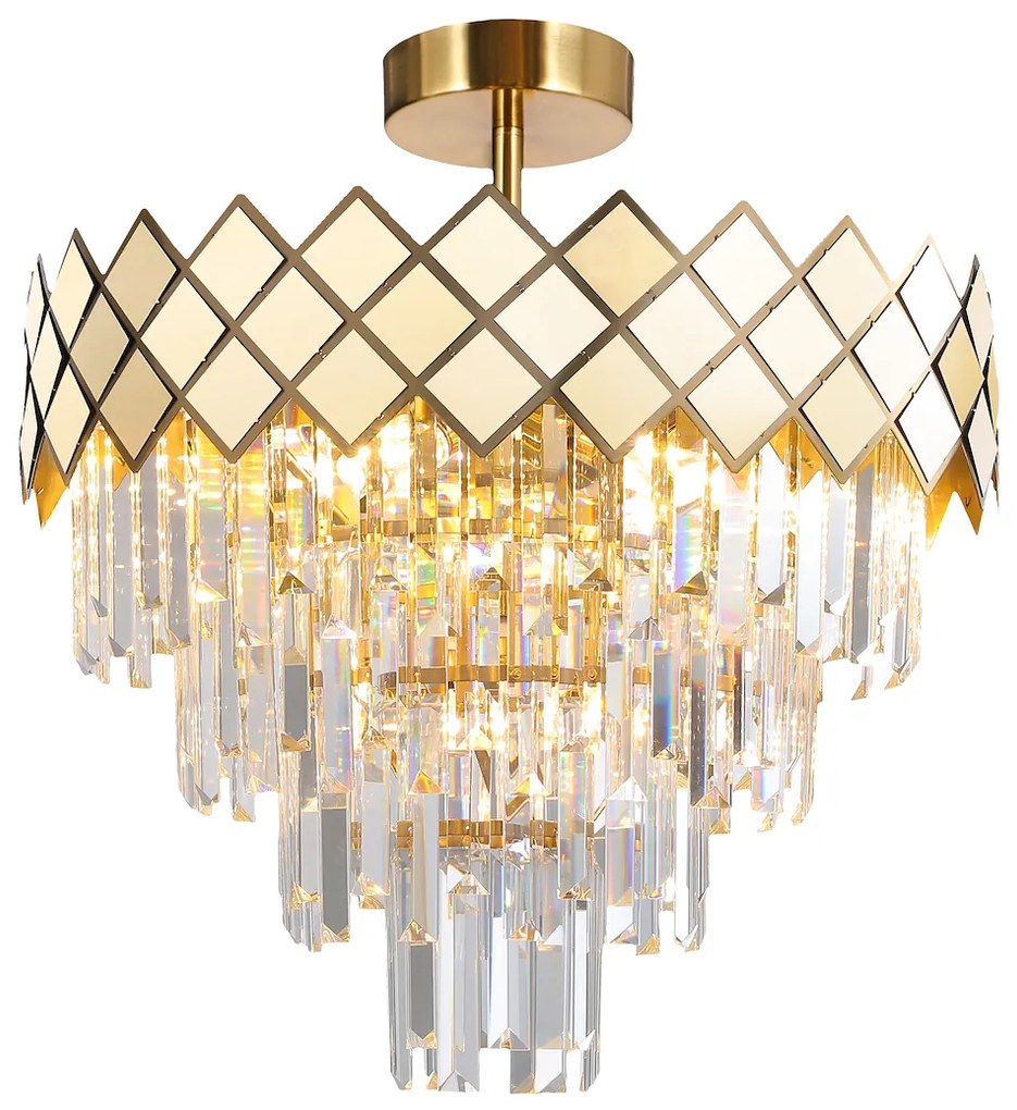 EUlight Luster Carisma, 1x krištáľové/zlaté kovové tienidlo, (fi 50cm), g