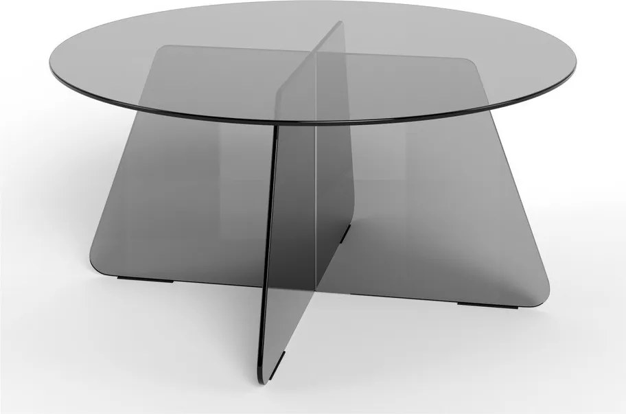 Sivý sklenený okrúhly konferenčný stolík ø 80 cm Samos – Actona