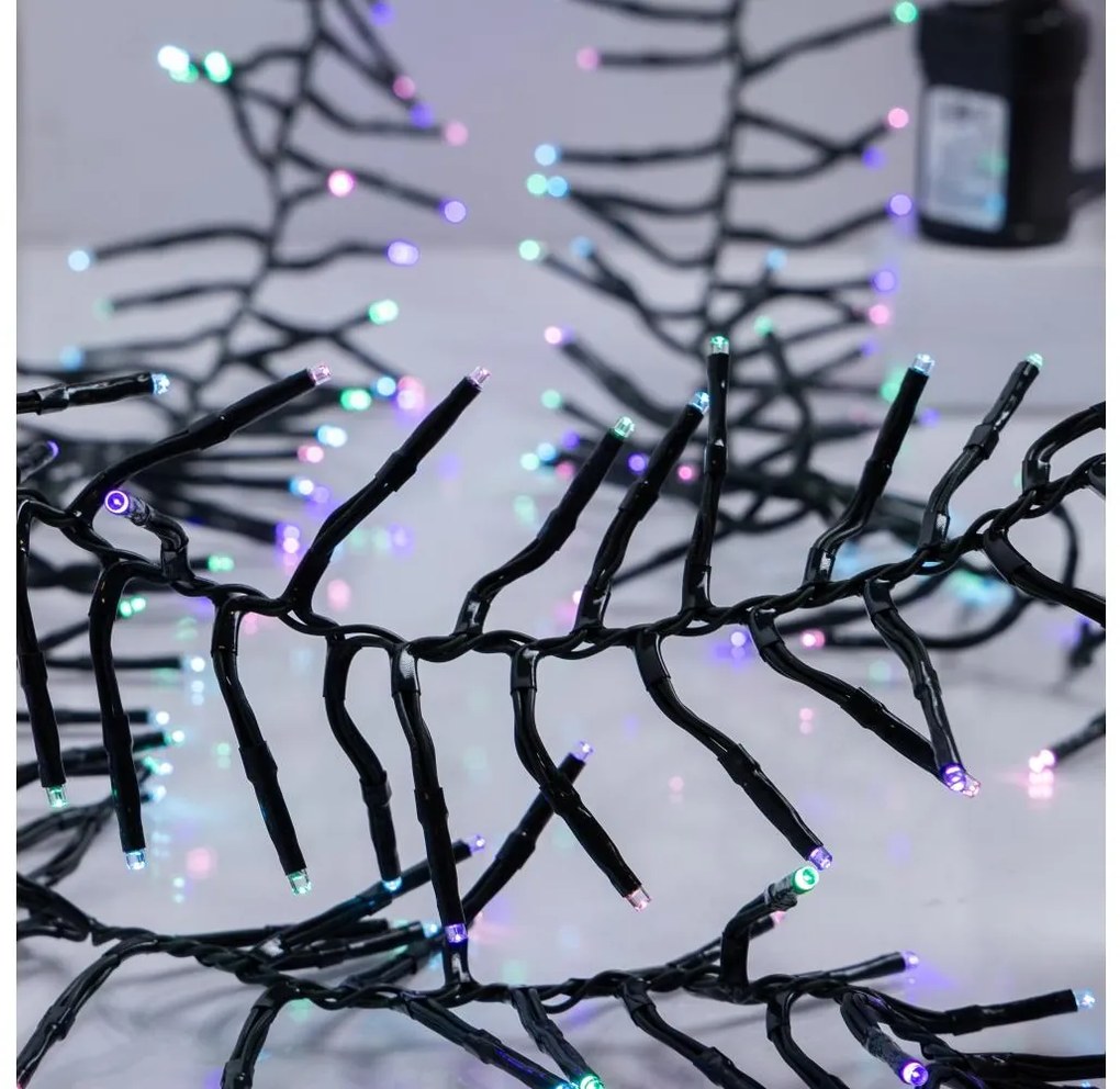 LED Vonkajší vianočný reťazec CLUSTER 768xLED/8 funkcií 9 m IP44 teplá biela