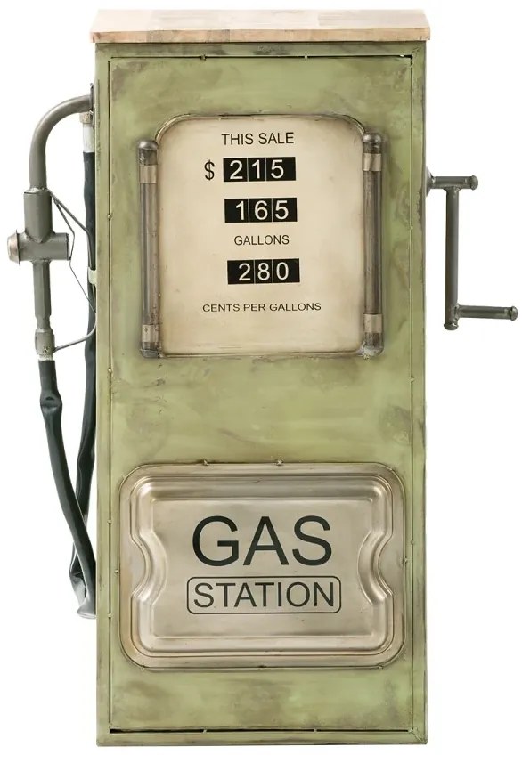 furniture-nabytek.cz - Masívny barový regál Gas Station z mangového dreva a kovu, lakovaný, zelený – 48×50×102 cm