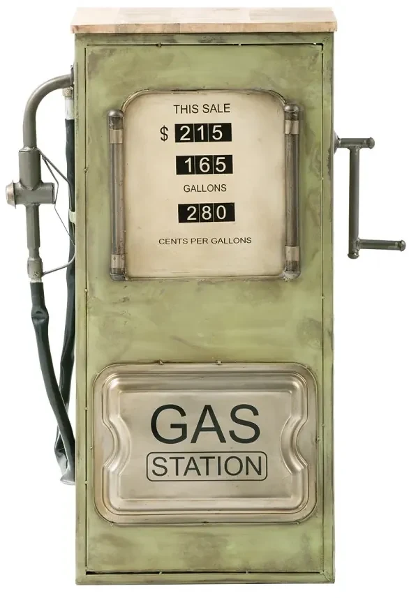 furniture-nabytek.cz - Masívny barový regál Gas Station z mangového dreva a kovu, lakovaný, zelený – 48×50×102 cm