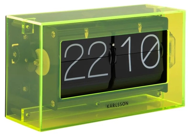 Karlsson 5976YE dizajnové nástenné/stolové preklápacie hodiny zelená, 21 cm
