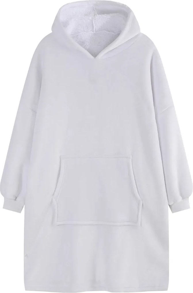 Deka s rukávmi HOODIE biela