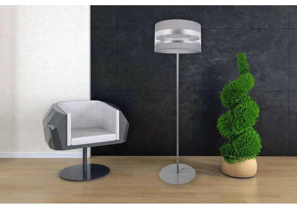 Stojacia lampa Intense Chrome, 1x textilné tienidlo (výber zo 6 farieb), (výber z 3 farieb konštrukcie), (fi 35cm), o