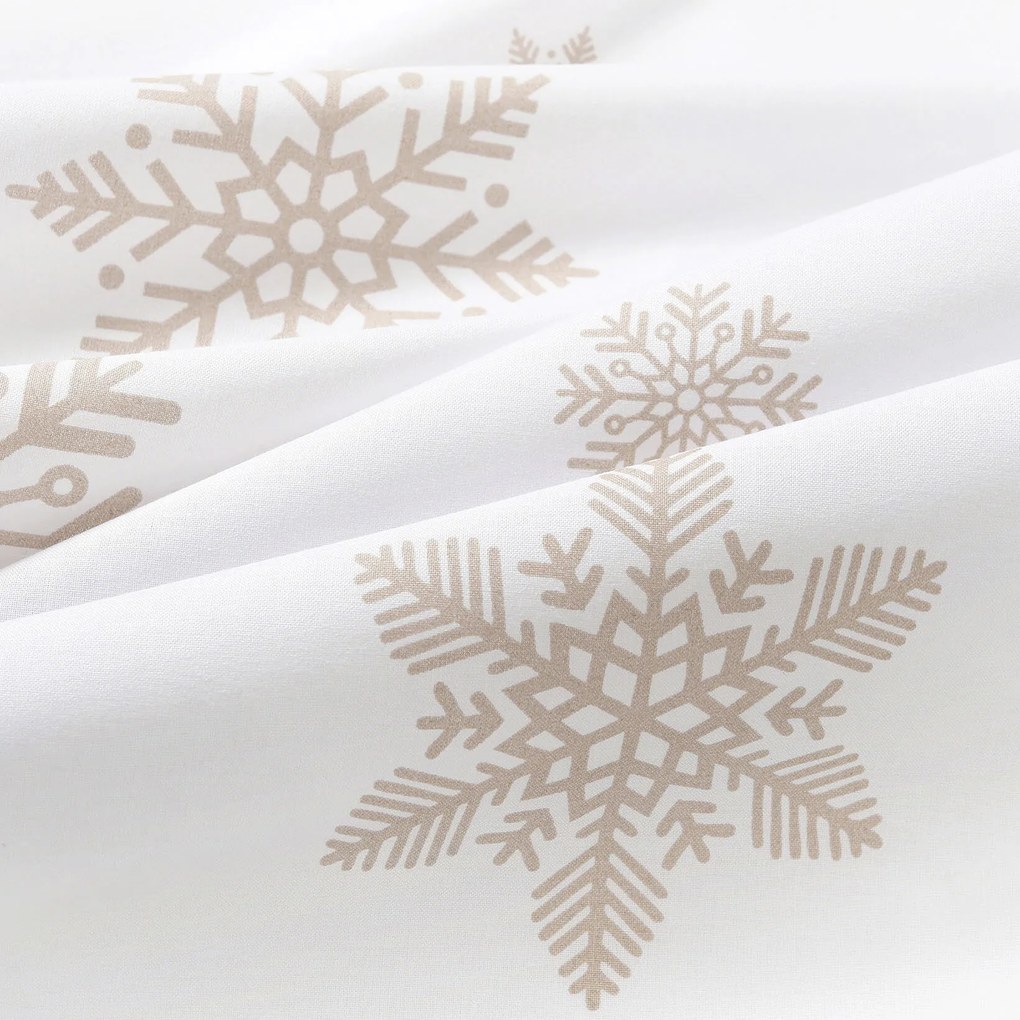 Goldea oválny obrus 100% bavlnené plátno - snehové vločky na bielej 140 x 240 cm