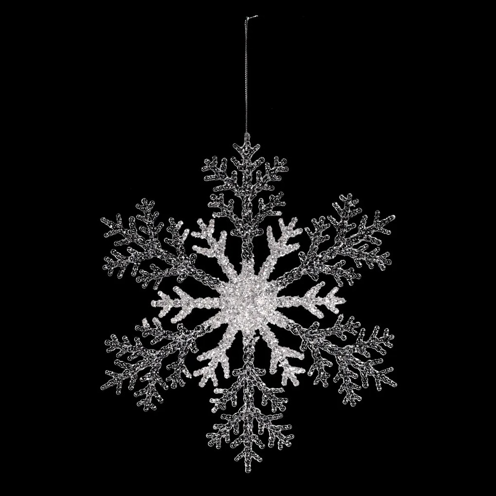 Súprava vianočná dekorácia Vločka, 4 ks, strieborná, 23 x 1 x 26 cm