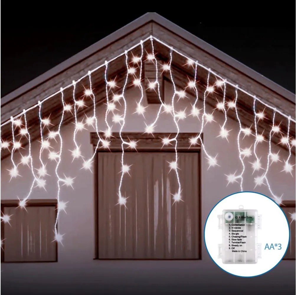 Aigostar - LED vonkajší reťaz 200xLED/8 funkcií 13x0,6m IP44 studená biela