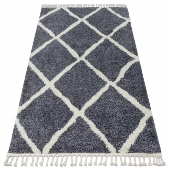 Kusový koberec Shaggy  Cross šedý 60x250cm