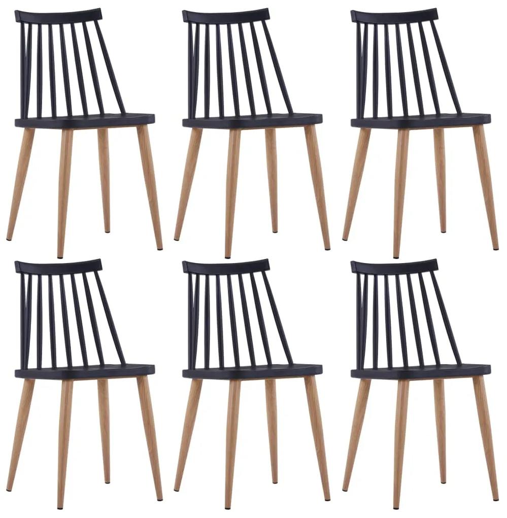 vidaXL Jedálenské stoličky 6 ks čierne plastové