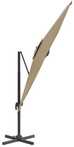 vidaXL LED konzolový slnečník sivohnedý 400x300 cm-