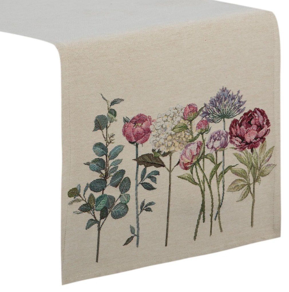 GOBELÍNOVÝ BEHÚŇ NA STÔL NATUR 40X100 CM KVETY
