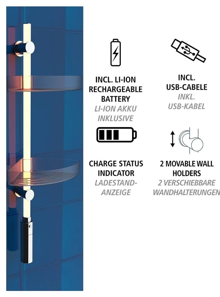 Priehľadná samodržiaca kúpeľňová polička - Wenko