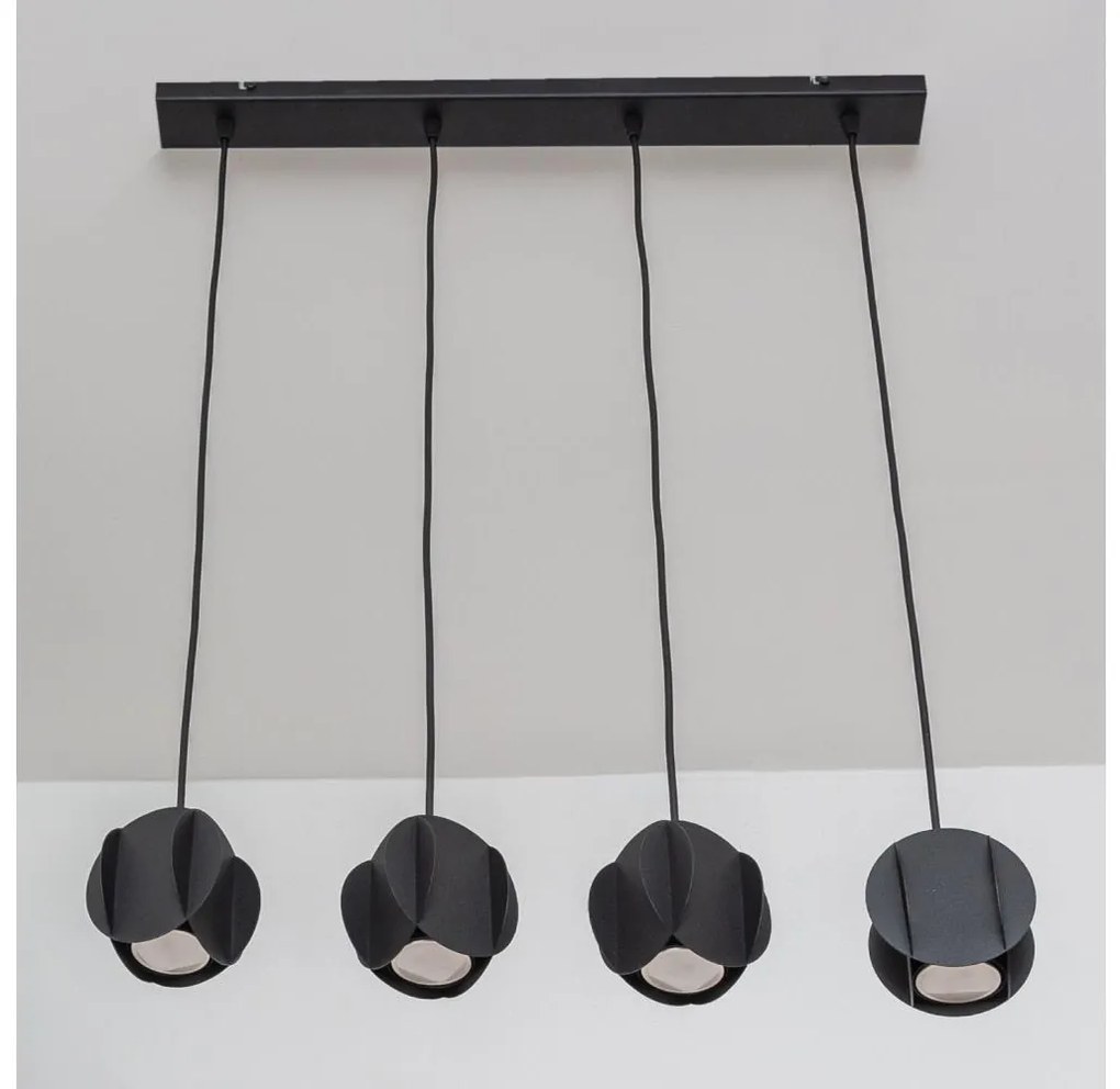Závesný luster GAMBIT na lanku 4xGU10/10W/230V, čierny