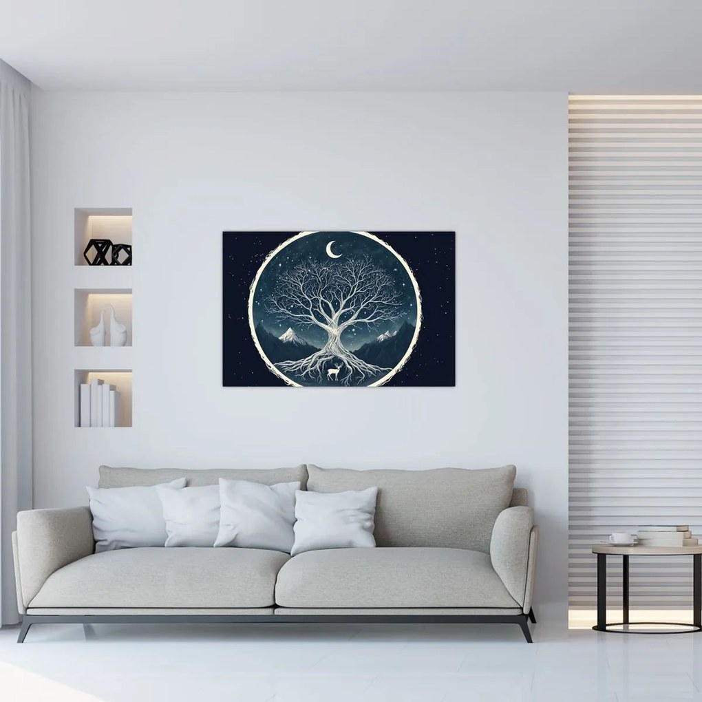 Obraz – Magický strom s jeleňom II. (90x60 cm)