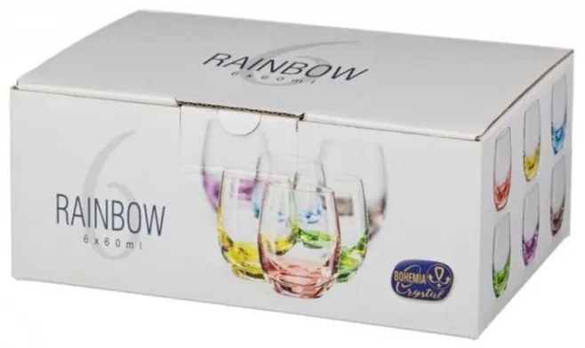 BOHEMIA RAINBOW POHÁR NA LIKÉR 60 ML SADA 6 KS