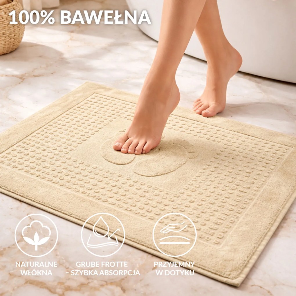 PODLOŽKA DO KÚPEĽNE HOTEL FEET 50X70 CM KRÉMOVÁ