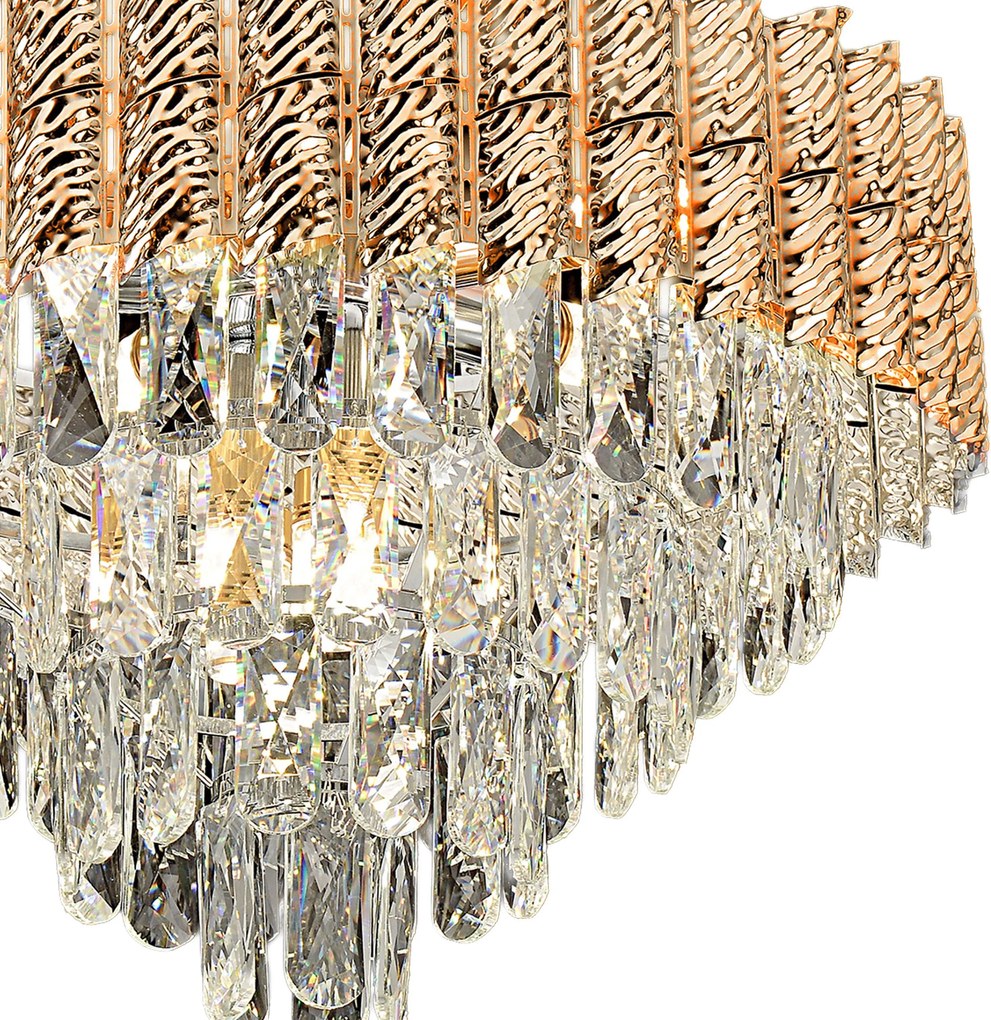 Toolight Toolight, krištáľové stropné svietidlo 50cm, 7xE14, G054-CP, zlatá, OSW-08948