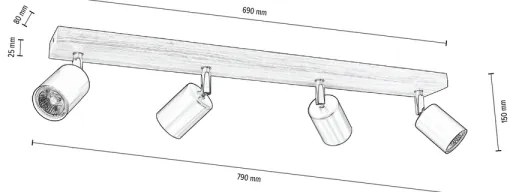 Spot-Light DO2911456 - Stropné bodové svietidlo MANARA 4xGU10/5W/230V borovica