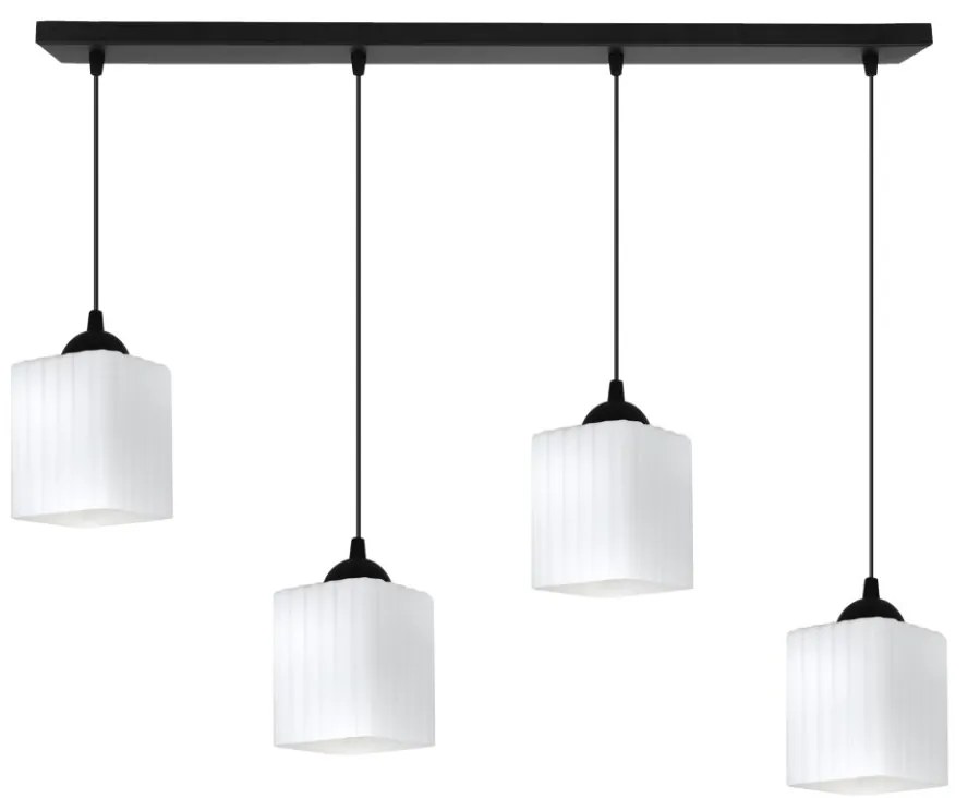 Závesné svietidlo Riffle Square, 4x biele sklenené tienidlo, b