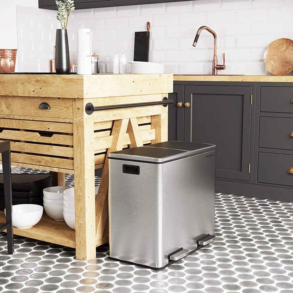 Odpadkový kôš 2 x 24 L strieborný