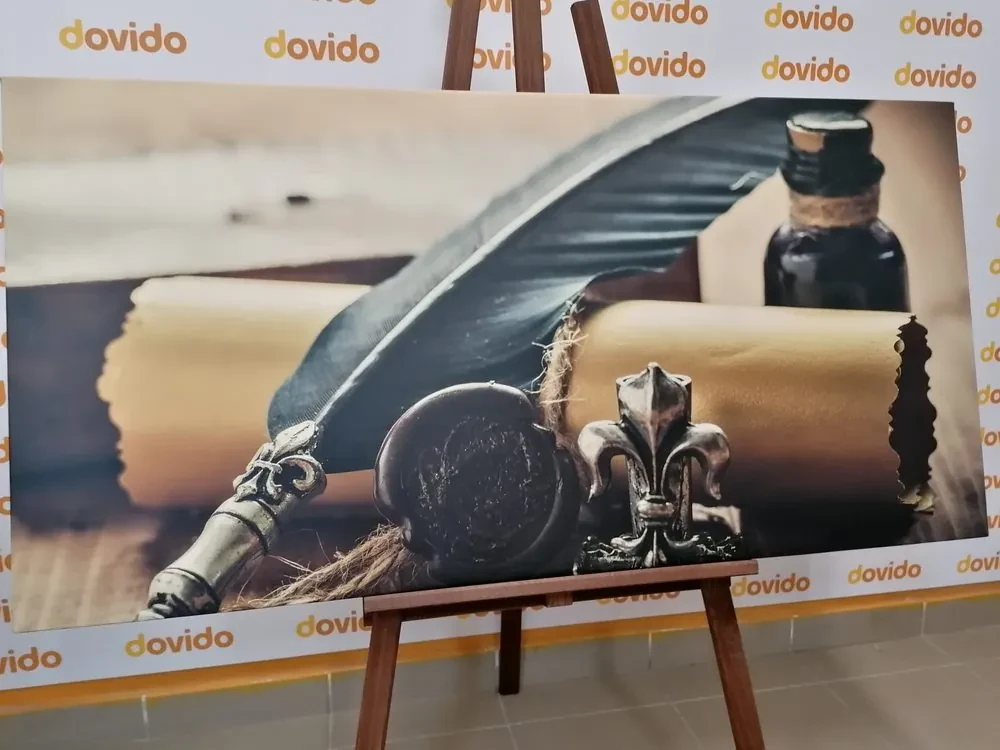 Obraz historické pero a pergamen
