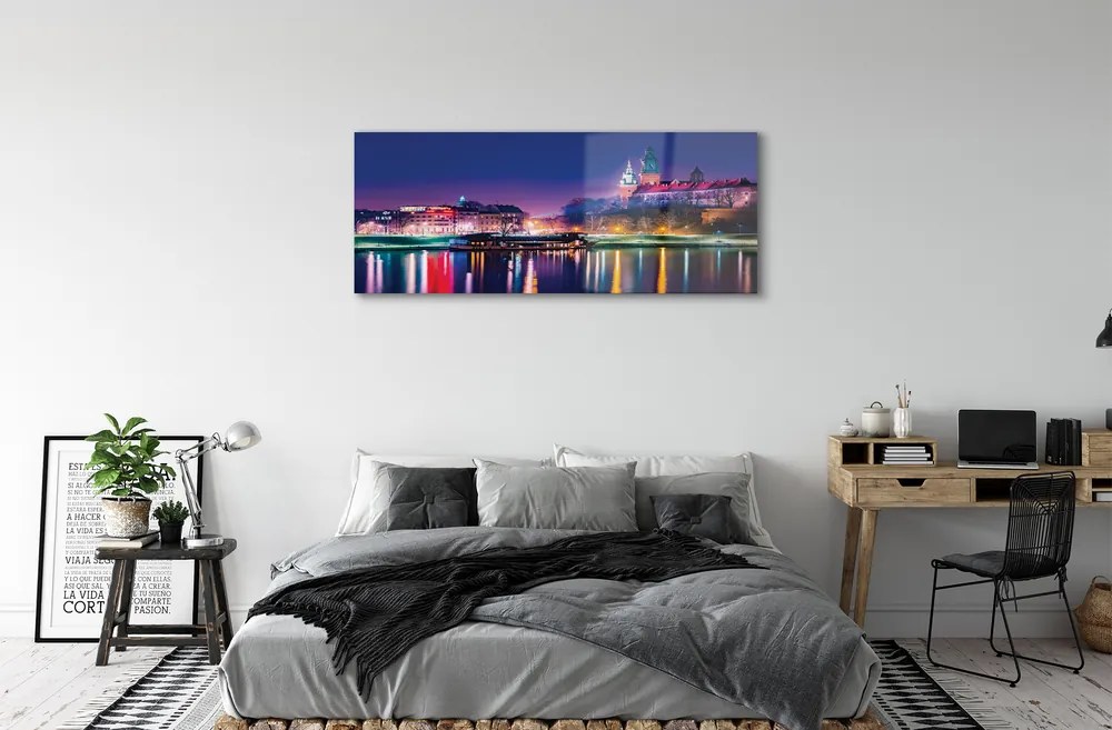 Obraz na akrylátovom skle Krakow city noc rieka 120x60 cm