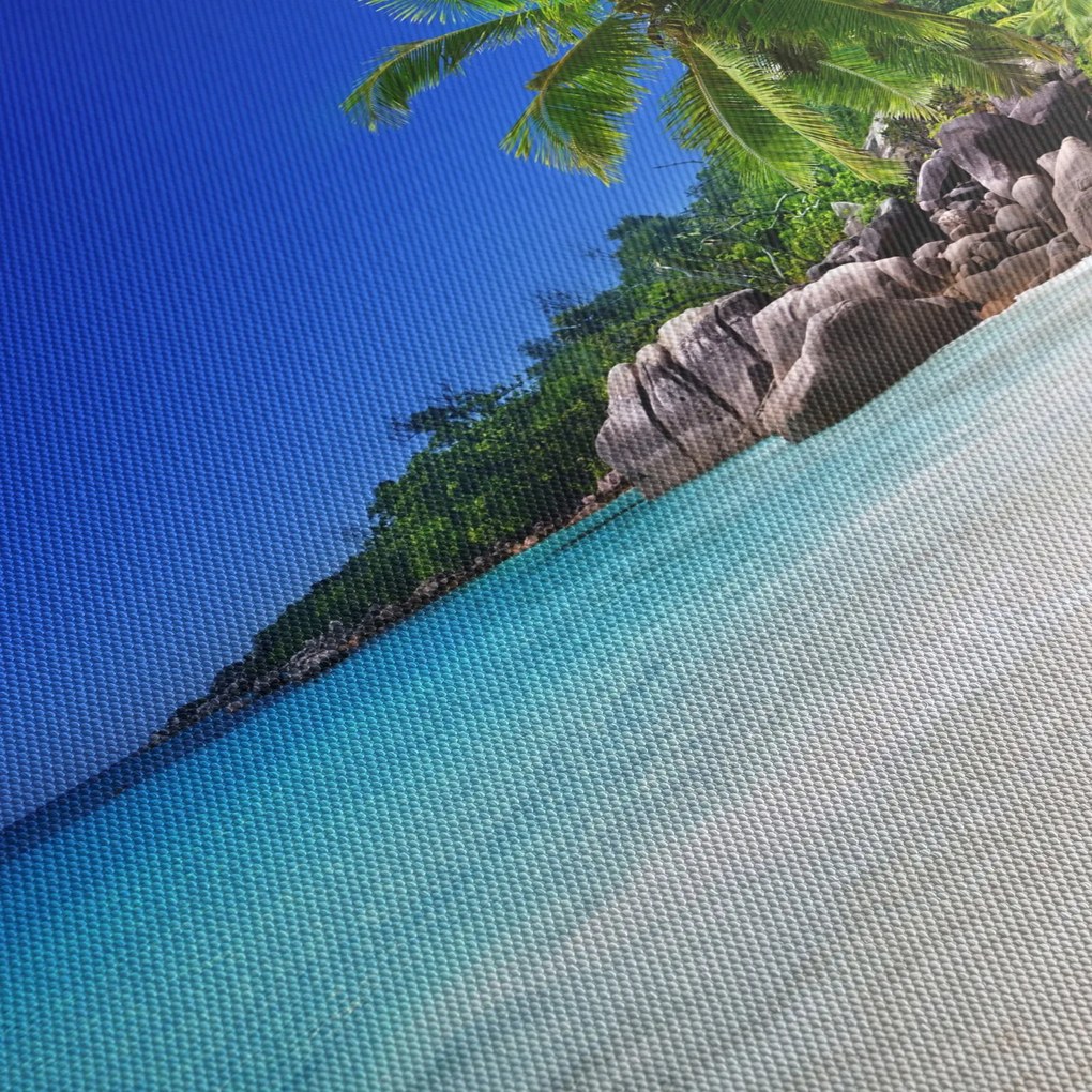 Obraz pláže na Praslin ostrove (90x60 cm)
