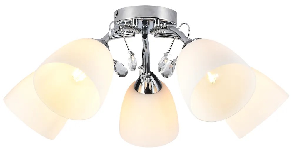 Stropné svietidlo Pireus, 5x biele sklenené tienidlo, ch