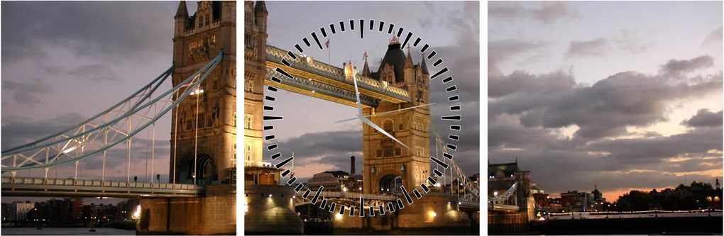 Obrázok - Tower Bridge v noci (s hodinami) (90x30 cm)