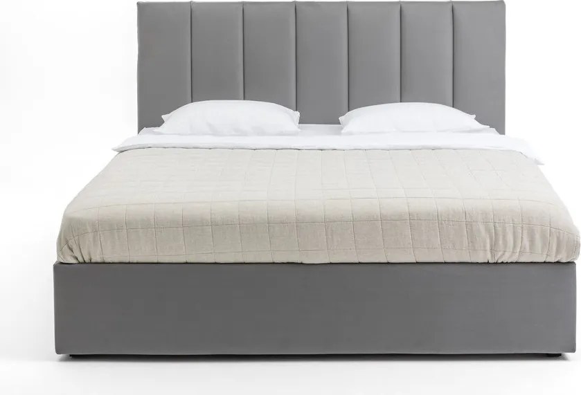 Sivá čalúnená dvojlôžková posteľ s úložným priestorom s matracom/s roštom 180x200 cm Thessa Bold Line – Bonami Selection