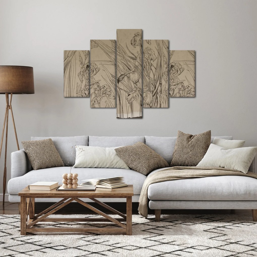 Obraz - Obrysy rastlín (150x105 cm)