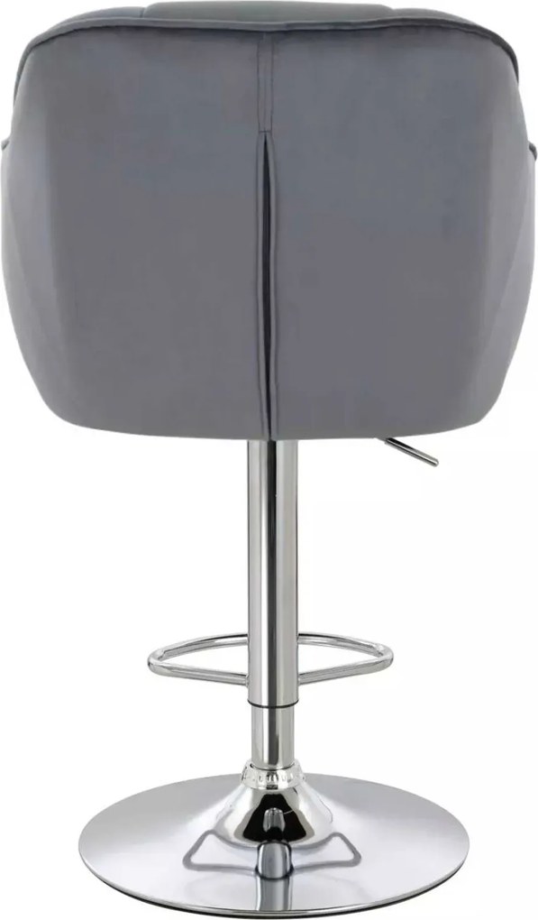 LuxuryForm DESIGN Barová stolička AVOLA VELUR na striebornom tanieri - tmavo šedá