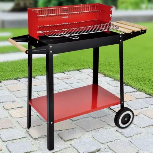 HI Stojan s grilom na drevené uhlie 88x44x83 cm červený-