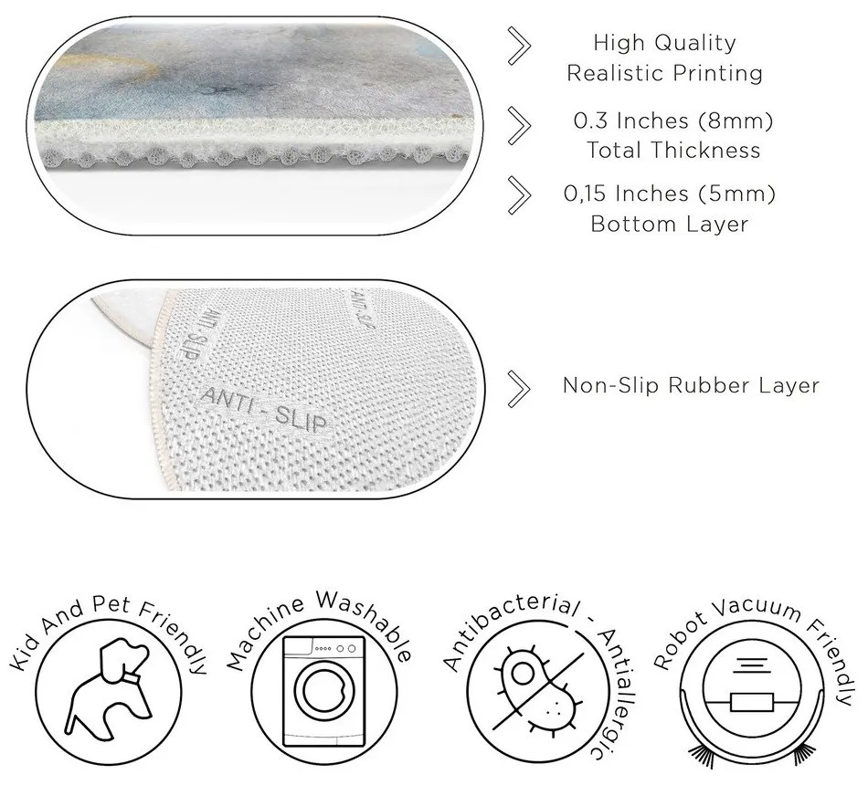 Modro-sivý prateľný okrúhly koberec ø 100 cm Golden Lilly – Mila Home