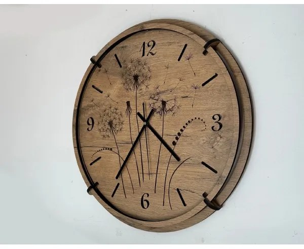 Li-Go 23682/DUB5 - Nástenné hodiny 1xAA priemer 32 cm dub/Púpava