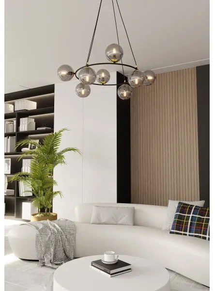 Luster na lanku AZURA 8xE14/10W/230V čierna/šedá