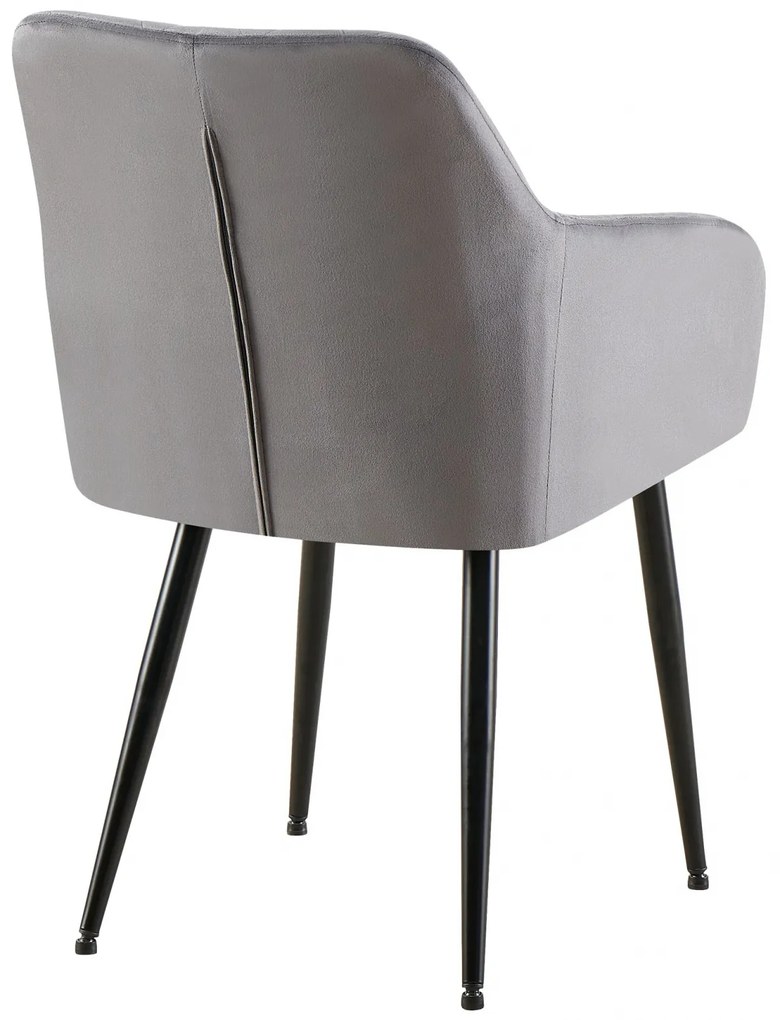 Jedálenská stolička Monett - zamat, B čierny rám - Tmavo sivá