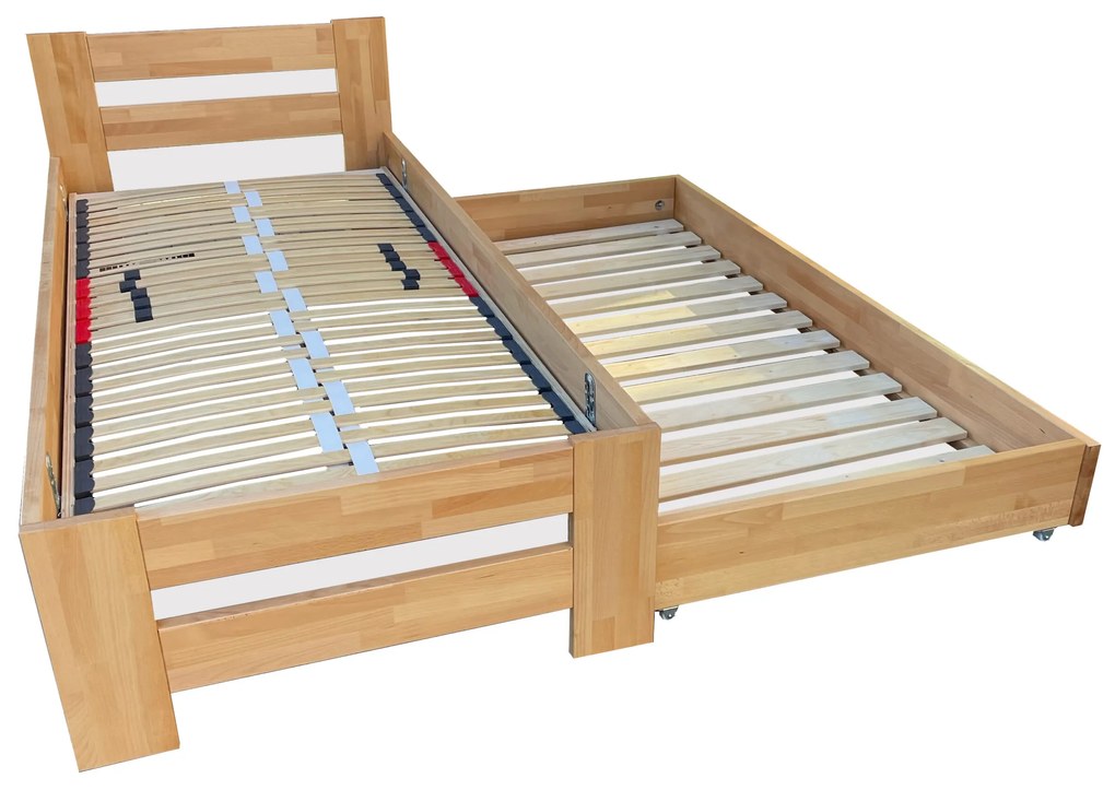 Rozkladacia drevená posteľ z buku - Mirabel2, 90x200 cm, Olejový vosk