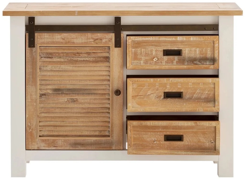 furniture-nabytek.cz - Masivní komoda Capera z borovice a MDF, lakovaná, bílá a hnědá – 103×42×80 cm