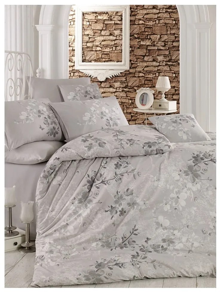 Sivé obliečky na jednolôžko z bavlny Renforcé 140x200 cm Elena – Mijolnir