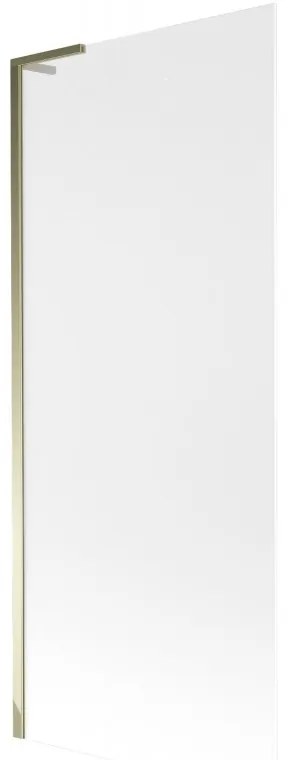 Mexen Next L, 1-krídlová vaňová zástena 80 x 150 cm, 6mm sklo námraza, zlatý lesklý profil, 895-080-000-03-30-50