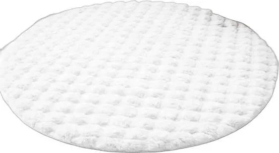 Okrúhly Bublinový koberec Rabbit Bubble 120 cm biely plyšový