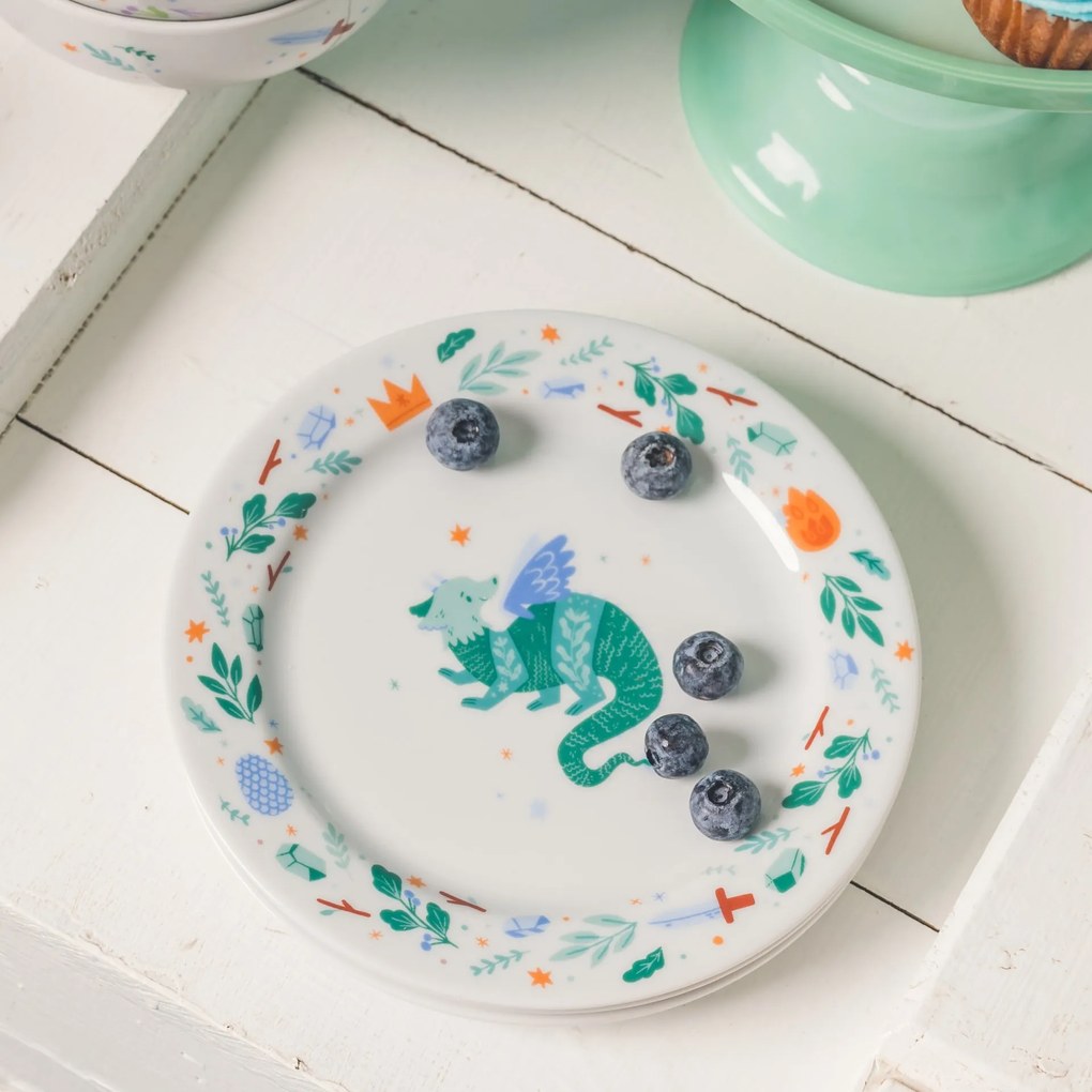 Bella Rose Detský porcelánový tanier Drak Ø 19 cm