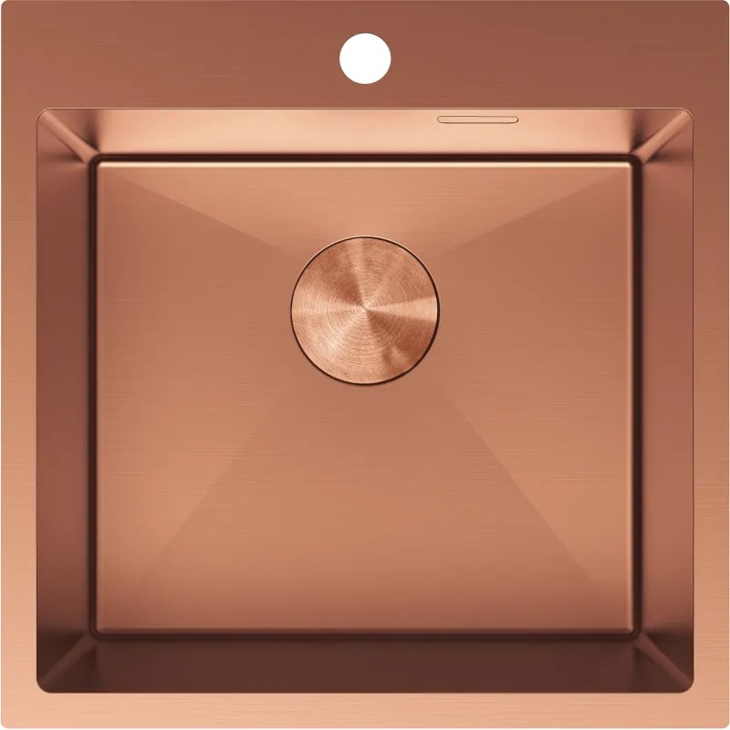 Mexen Solix, 1-komorový nerezový drez 500 x 500 mm, brúsená meď, 6407501000-65