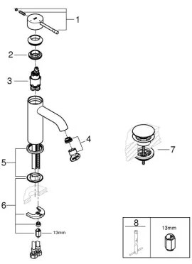 GROHE 23797001 - Umývadlová batéria ESSENCE, veľkosť S, lesklý chróm
