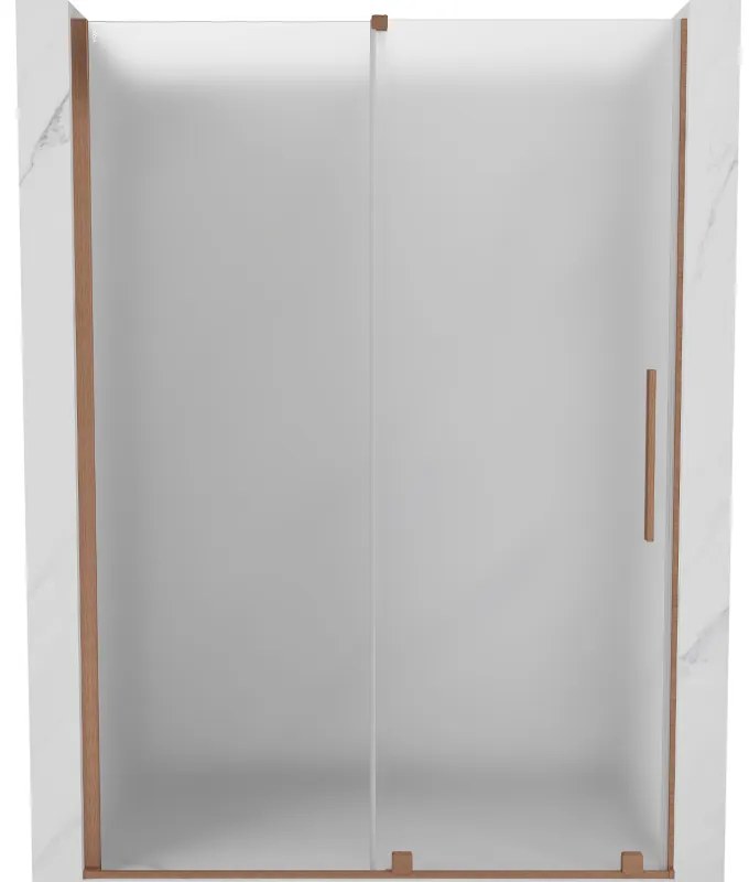 Mexen Velar, posuvné sprchové dvere do otvoru 140 cm, 8mm sklo námraza, medená matná, 871-140-000-31-65