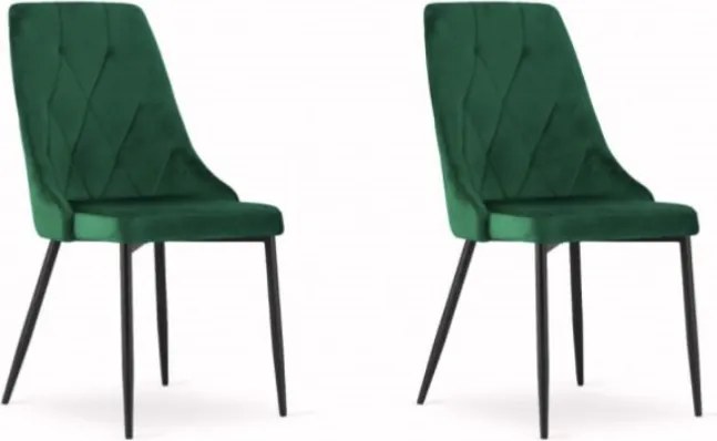 Jedálenská zostava stôl 80 cm čierny a 2 stoličky IMOLA zelené / nohy čierne